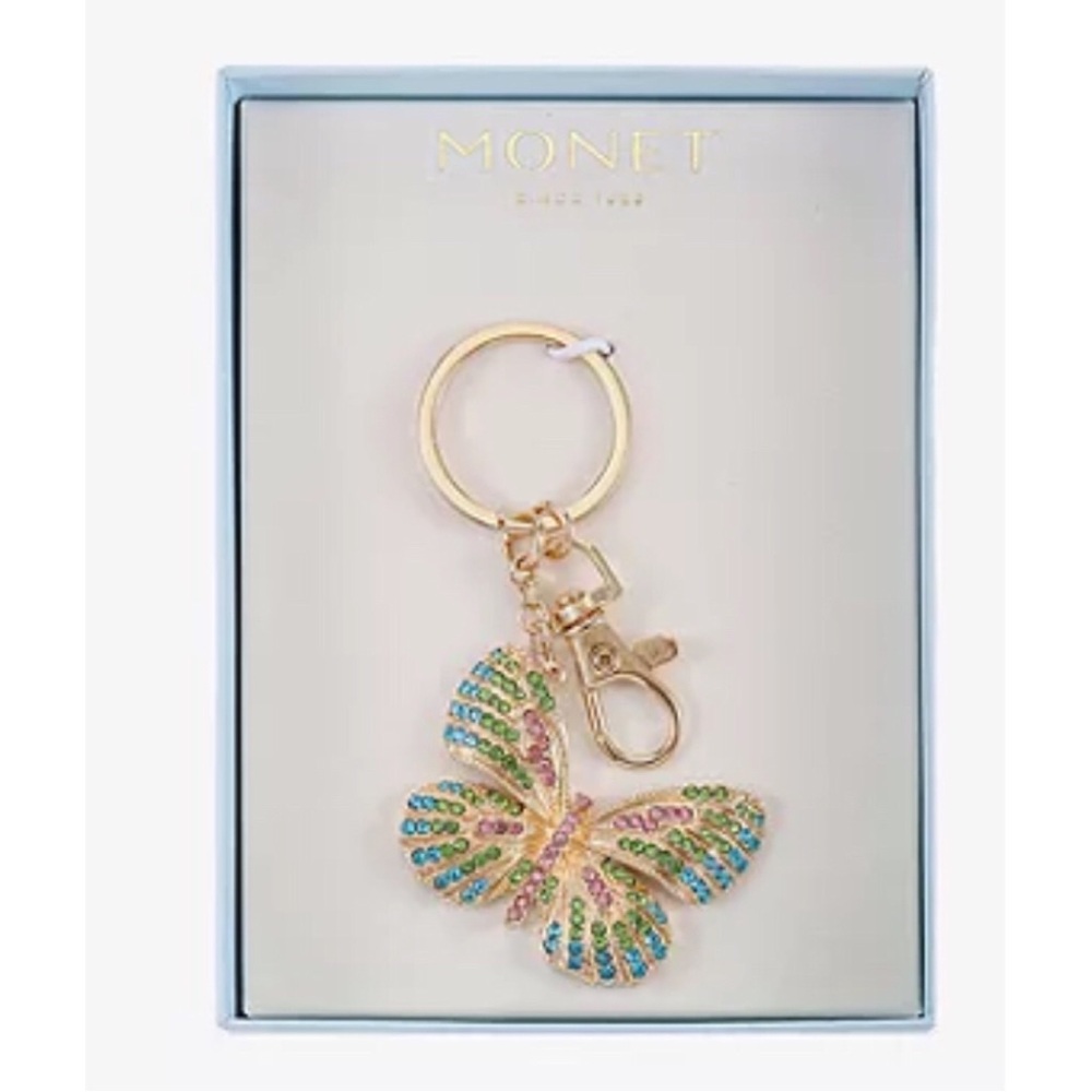 Jeweled Gold Butterfly Keychain Bag Charm - Picture 2 of 4